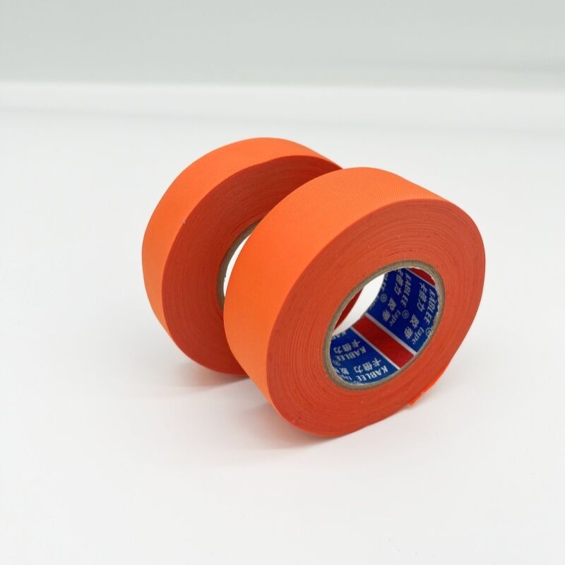 Cinta de tela adhesiva acrílica color naranja de material PET para envolver mazos de cables automotrices