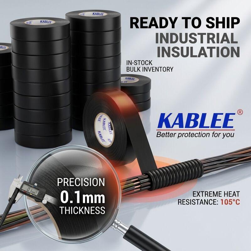 0.1mm Black Insulation PVC Tape Non Curling for Automotive Wire Harness Wrapping